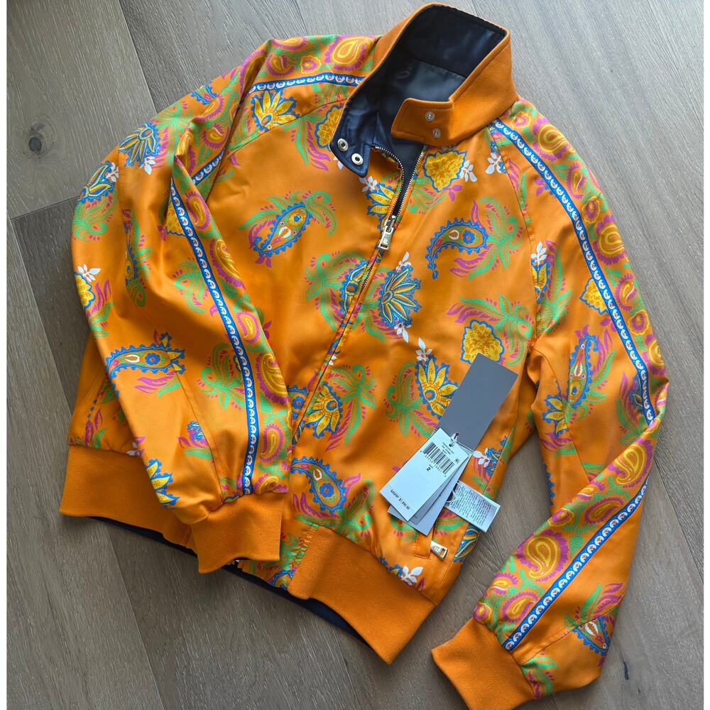 New Ralph Lauren Purple Label Torrence Reversible Jacket Navy Orange $1890 Sz 2